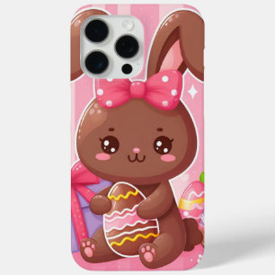 Funda Para iPhone 15 Pro Max Abundancia de Pascua de chocolate con rayas rosas