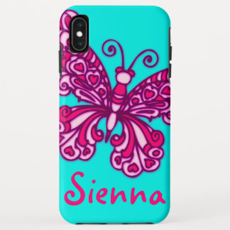 Funda Para iPhone XS Max Aca de mariposa rosa, gráfico flotante