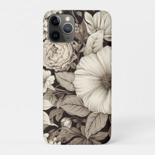 Funda Para iPhone 11 Pro Academia Oscura Floral Botánico Sepia