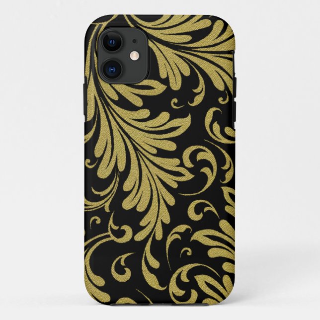 Funda De Case-Mate Para iPhone Acanthus deja oro y negro (Reverso)