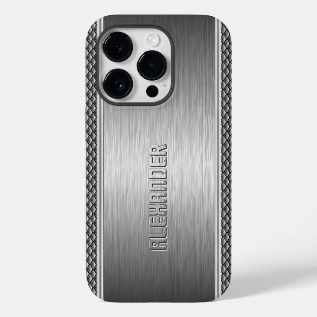 Funda De Case-Mate Para iPhone Acento geométrico de aluminio cepillado metálico p (Reverso )