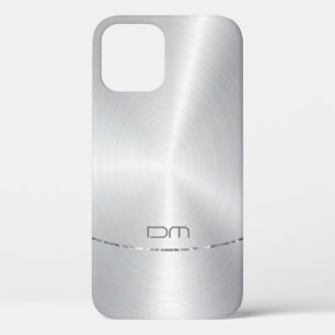 Funda Para iPhone 12 Acento plateado de acero inoxidable faux