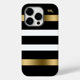 Funda Para iPhone 14 Pro De Case-Mate Acentos de oro con rayas blancas y negras