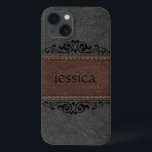title_seo2 Acentos florales negros de cuero negro y marrón<br><div class="desc">Imagen de estilo vintage,  cuero cosido negro y marrón con acento de elemento floral decorativo negro y monograma de personalizable.</div>