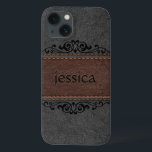 title_seo2 Acentos florales negros de cuero negro y marrón<br><div class="desc">Imagen de estilo vintage,  cuero cosido negro y marrón con acento de elemento floral decorativo negro y monograma de personalizable.</div>
