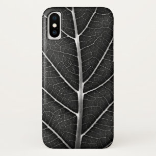 Funda Para iPhone X Acercamiento de la hoja brillante en blanco y negr