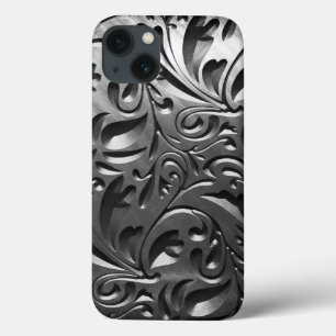 Funda Para iPhone 13 Acero abstracto Metalizado de plata y metal grabad