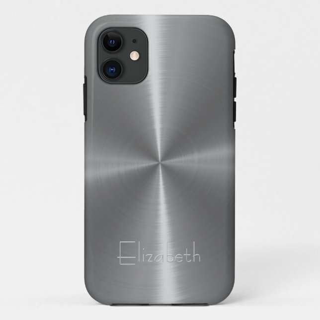 Funda De Case-Mate Para iPhone Acero brillante plateado Metalizado (Reverso)