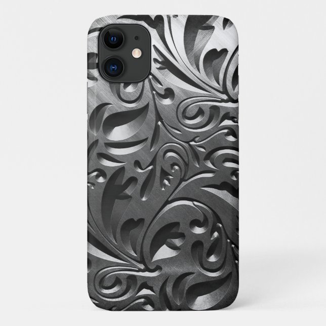 Funda De Case-Mate Para iPhone Acero gris abstracto de aspecto metalizado platead (Reverso)