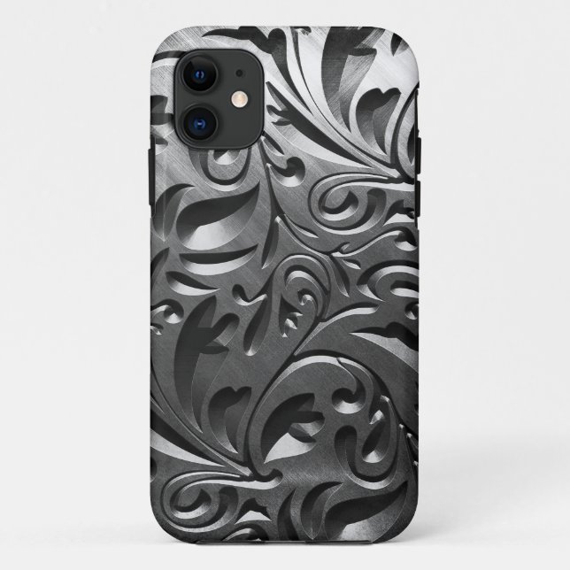 Funda De Case-Mate Para iPhone Acero gris abstracto de aspecto metalizado platead (Reverso)