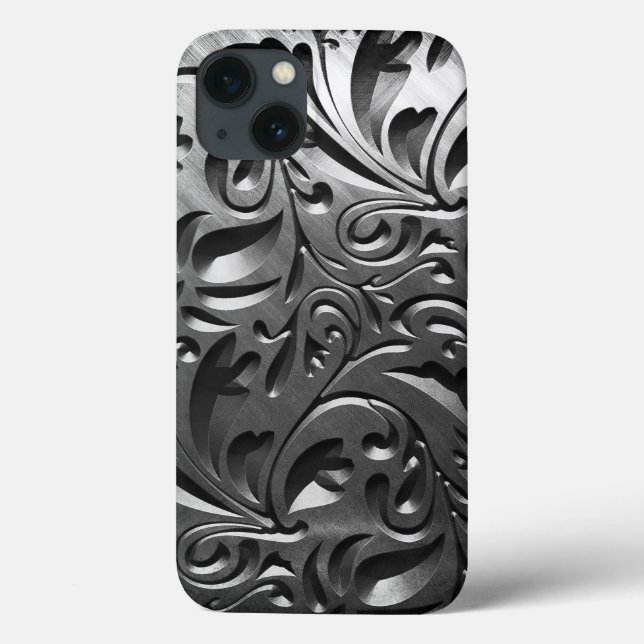 Funda De Case-Mate Para iPhone Acero gris abstracto de aspecto metalizado platead (Reverso)