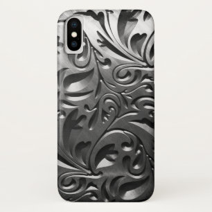 Funda Para iPhone X Acero gris abstracto de aspecto metalizado platead