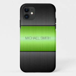Funda Para iPhone 11 Acero inoxidable metálico verde y negro