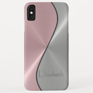 Funda Para iPhone XS Max Acero inoxidable plateado y rosa Metalizado