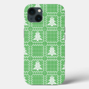 Funda Para iPhone 13 Acogedor patrón de suéter feo de árbol de Navidad 