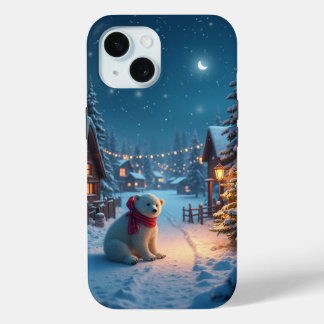 Funda Para iPhone 15 Acogedora tierra de invierno con oso polar