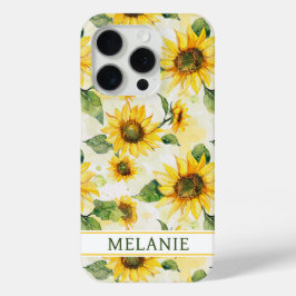 Funda Para iPhone 15 Pro Acrílico de Girasoles Monograma
