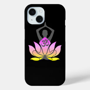 Funda Para iPhone 15 Actitud espiritual de la yoga de la flor de OM