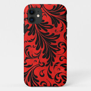 Funda Para iPhone 11 Acuarela Acanthus deja escarlata negra roja
