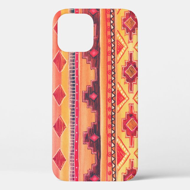Funda De Case-Mate Para iPhone acuarela africana, patrón vibrante (Reverso )