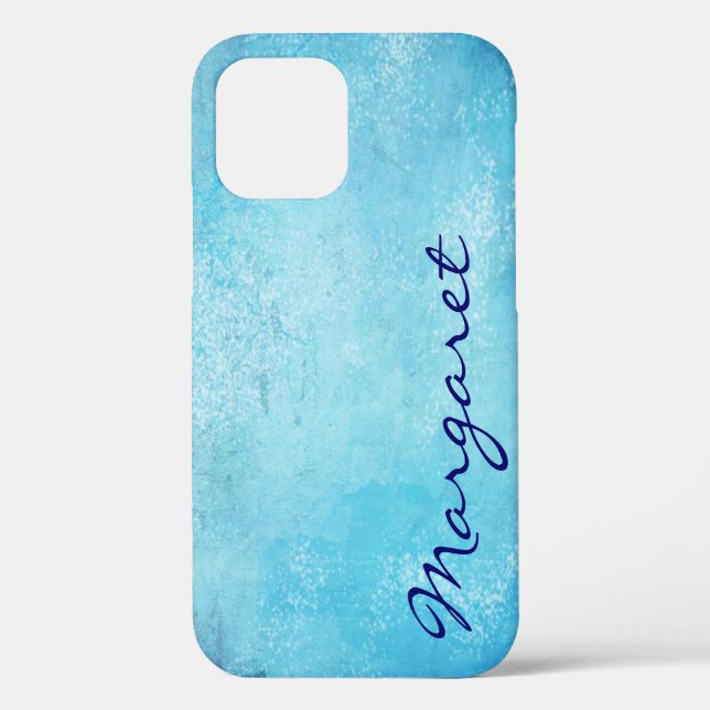 Funda De Case-Mate Para iPhone Acuarela azul alegre personalizada (Reverso )
