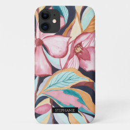 Funda Para iPhone 11 Acuarela Botánica Resumen Nombre del arte Caso del