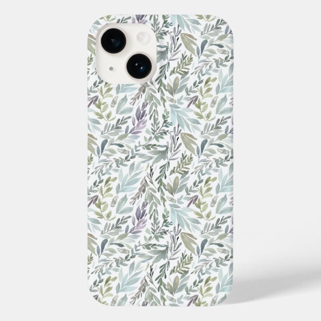 Funda De Case-Mate Para iPhone Acuarela Botánica Verde Azul (Reverso )