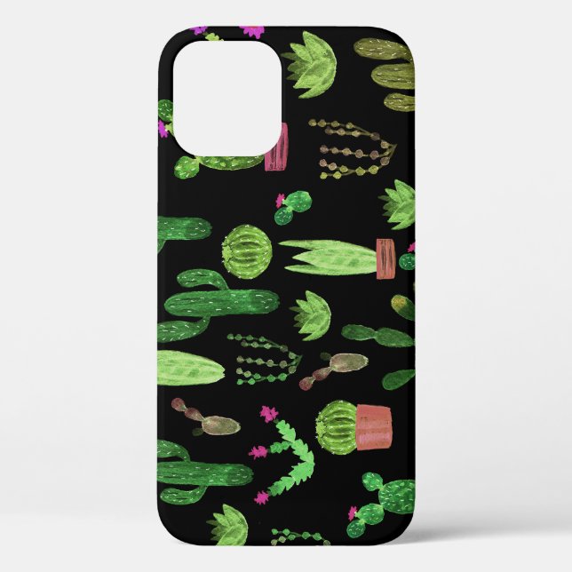Funda De Case-Mate Para iPhone Acuarela Cactuses Planta Fondo Sin Marea (Reverso )