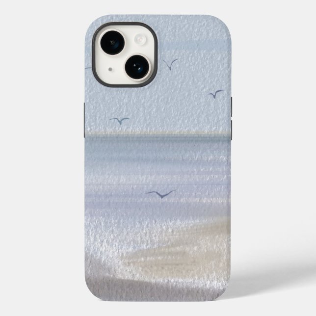 Funda De Case-Mate Para iPhone Acuarela costera (Reverso )