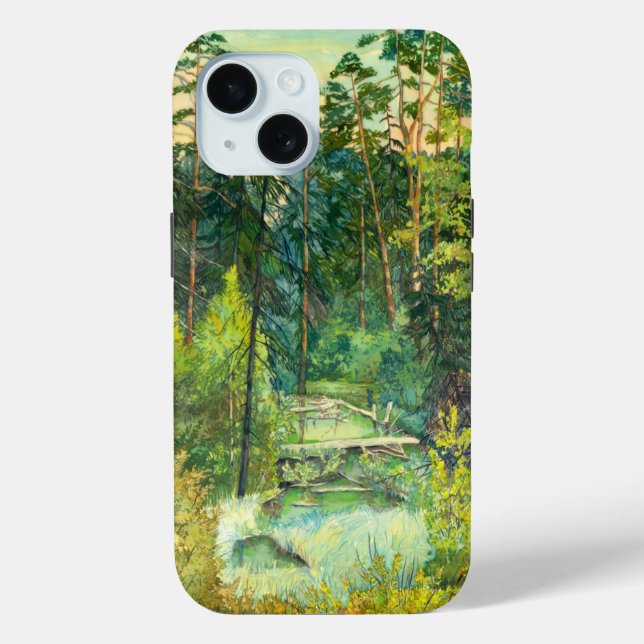 Funda De Case-Mate Para iPhone Acuarela de bosque (Reverso )