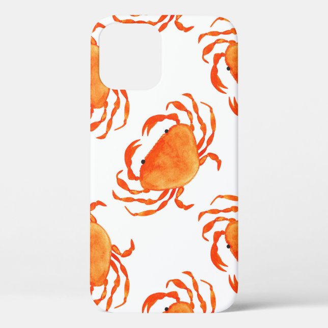 Funda De Case-Mate Para iPhone Acuarela de cangrejos: Patrón de fondo blanco (Reverso )