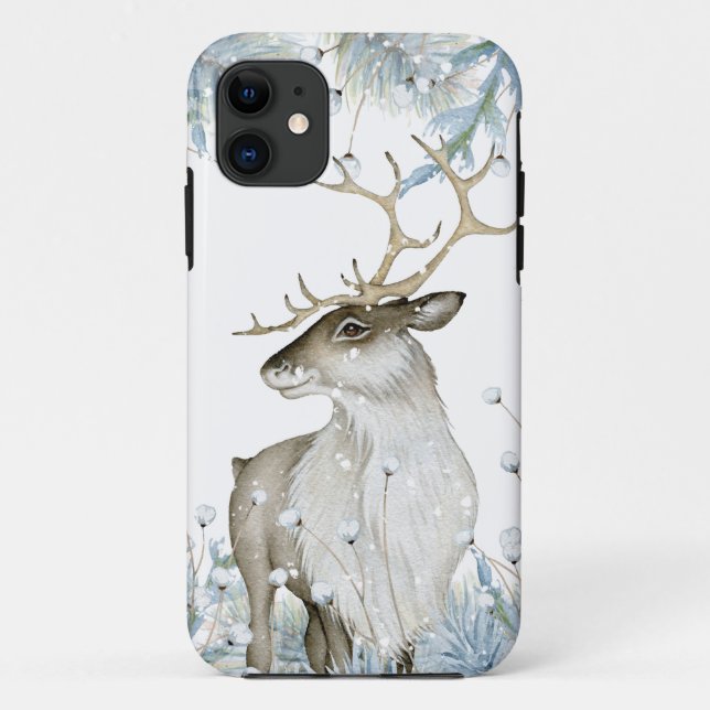 Funda De Case-Mate Para iPhone Acuarela de Elk Winter (Reverso)