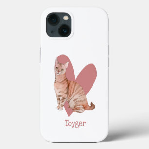 Funda Para iPhone 13 Acuarela de gato de juguete Corazón rosa Kitty