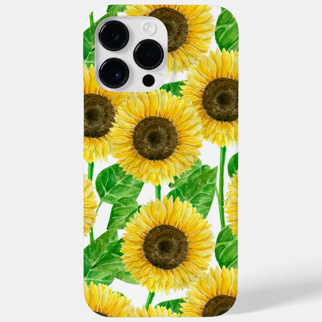 Funda De Case-Mate Para iPhone acuarela de girasoles (Reverso)
