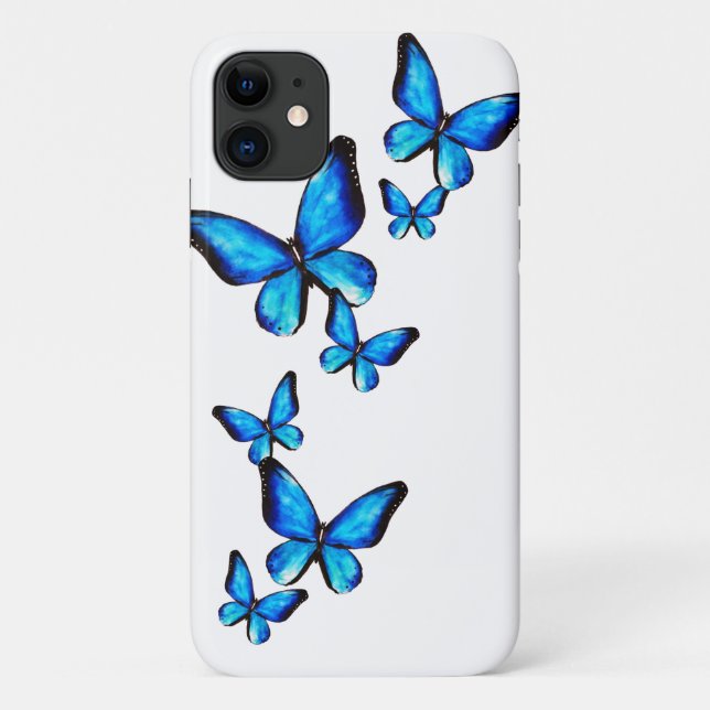 Funda De Case-Mate Para iPhone acuarela de mariposa azul (Reverso)