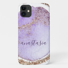 Funda Para iPhone 11 Acuarela de oro morado de Giro Abstracto decorativ