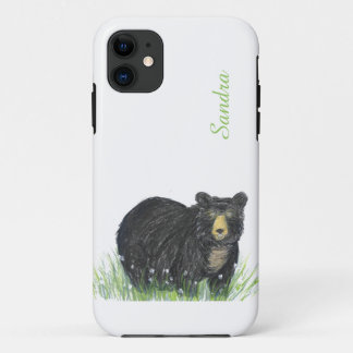 Funda Para iPhone 11 acuarela de oso negro