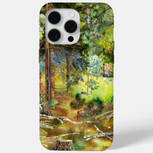 Funda Para iPhone 15 Pro Max Acuarela del bosque de pinos