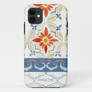 Funda Para iPhone 11 Acuarela del estampado de flores de la teja de