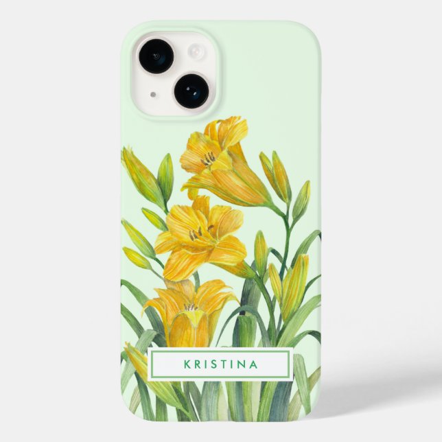 Funda De Case-Mate Para iPhone Acuarela Día Amarillo Lilies Ilustracion Floral (Reverso )