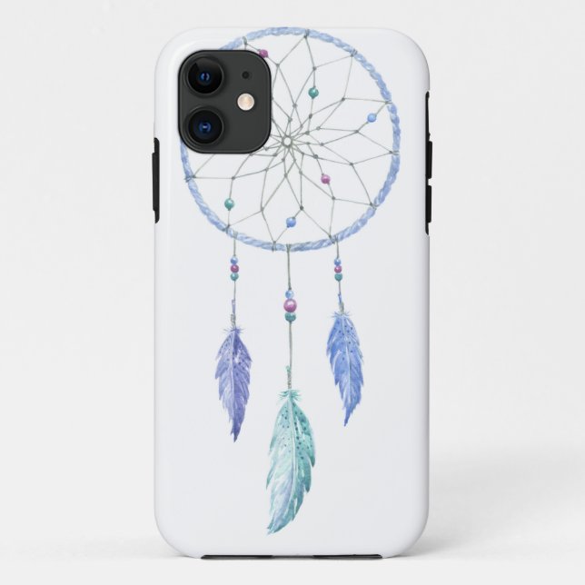 Funda De Case-Mate Para iPhone Acuarela Dreamcatcher con 3 plumas (Reverso)