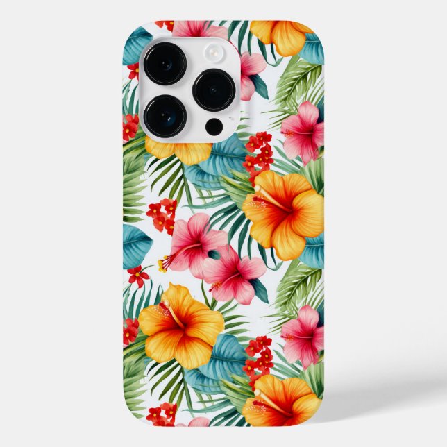 Funda De Case-Mate Para iPhone Acuarela exótica floral hawaiana (Reverso )