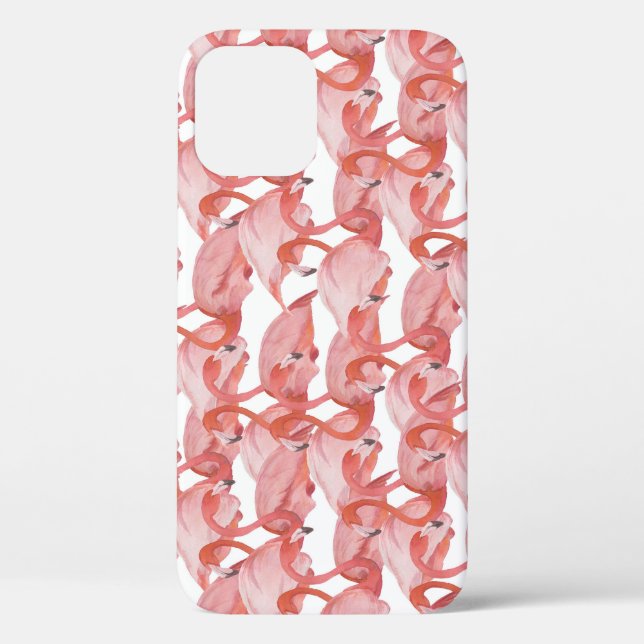 Funda De Case-Mate Para iPhone Acuarela Flamingo: Patrón pequeño sin foco (Reverso )