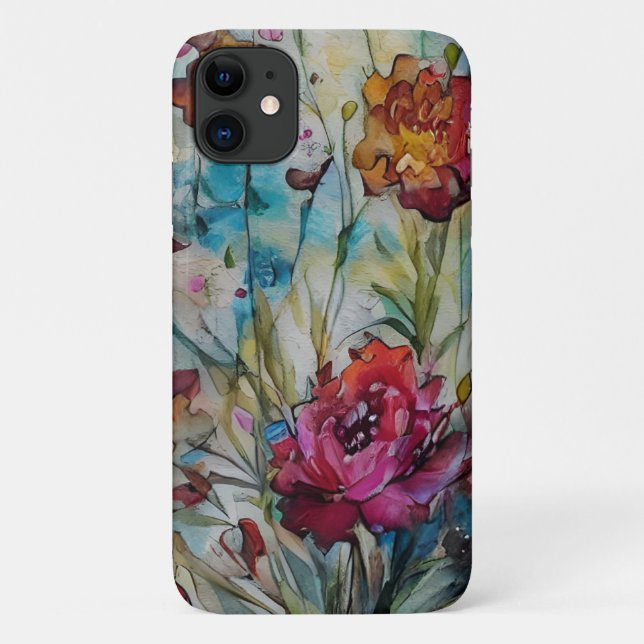 Funda De Case-Mate Para iPhone Acuarela floral (Reverso)