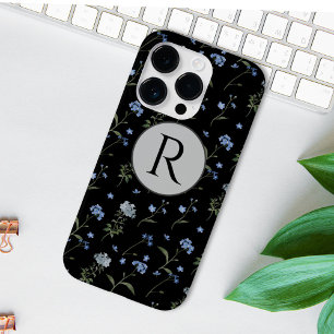 Funda Para iPhone 14 Pro De Case-Mate Acuarela floral azul No me olvides monogramada