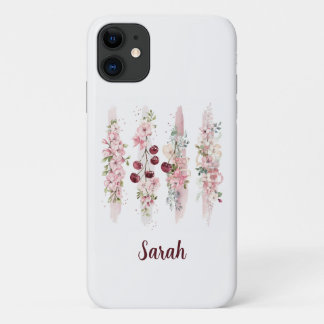 Funda Para iPhone 11 Acuarela Floral de Flor de Cerezo