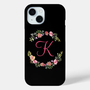 Funda Para iPhone 15 Acuarela floral de rosa, amarillo y verde con mono