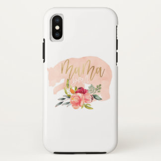 Funda Para iPhone X Acuarela floral del oso de la mamá