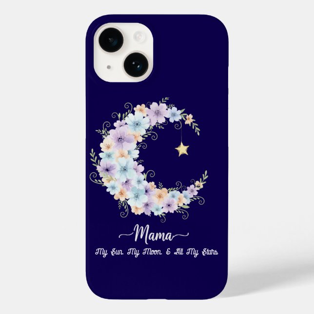 Funda De Case-Mate Para iPhone Acuarela Floral Luna Mamá (Reverso )