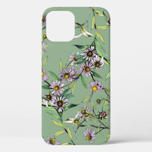 Funda Para iPhone 12 Acuarela floral: patrón verde sin foco